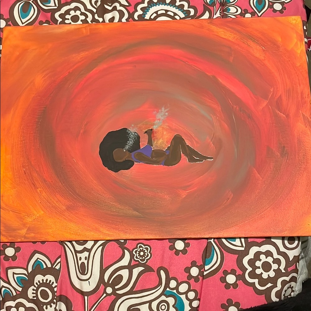 Vibrant Orange and Purple Abstract Art Canvas
